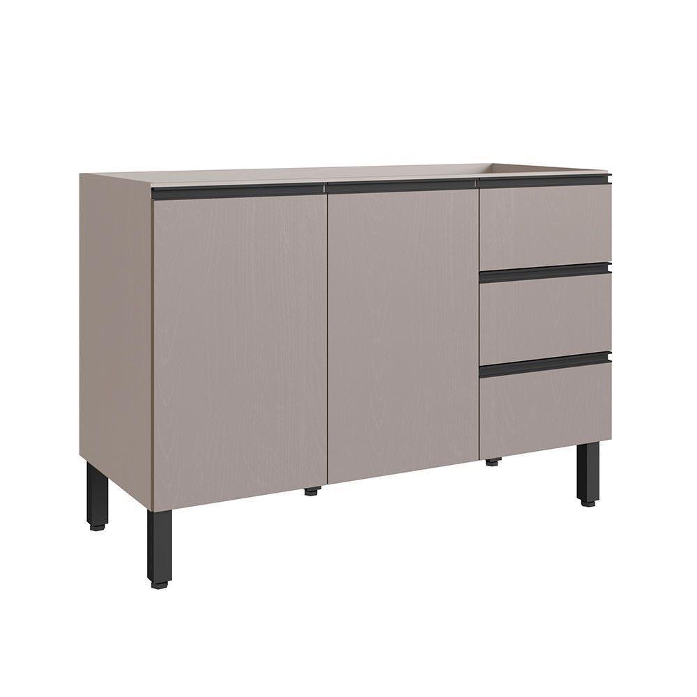 Balcão De Cozinha Para Pia 120 Cm 2 Portas 3 Gavetas Quiditá Fumê - 1