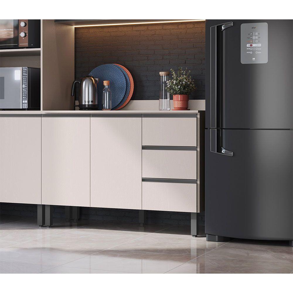 Balcão De Cozinha Para Pia 120 Cm 2 Portas 3 Gavetas Quiditá Fumê - 2