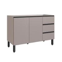 Balcão De Cozinha Para Pia 120 Cm 2 Portas 3 Gavetas Quiditá Fumê - 1