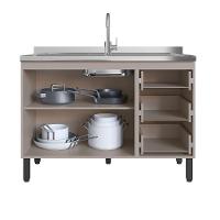 Balcão De Cozinha Para Pia 120 Cm 2 Portas 3 Gavetas Quiditá Fumê - 3