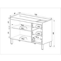 Balcão De Cozinha Para Pia 120 Cm 2 Portas 3 Gavetas Quiditá Fumê - 4
