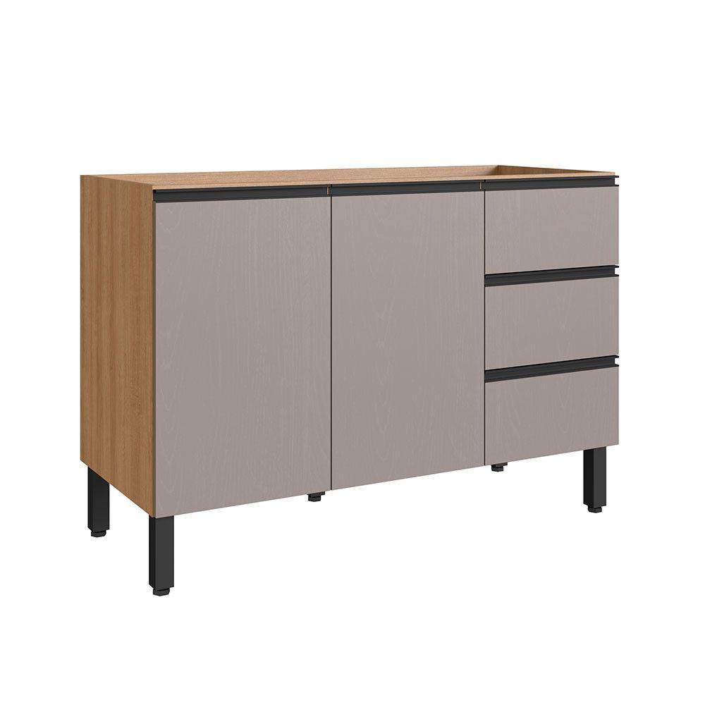 Balcão De Cozinha Para Pia 120 Cm 2 Portas 3 Gavetas Quiditá Montana/fumê - 1