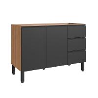 Balcão De Cozinha Para Pia 120 Cm 2 Portas 3 Gavetas Quiditá Montana Com Grafite - 1