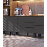 Balcão De Cozinha Para Pia 120 Cm 2 Portas 3 Gavetas Quiditá Montana Com Grafite - 2