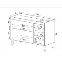 Balcão De Cozinha Para Pia 120 Cm 2 Portas 3 Gavetas Quiditá Montana Com Grafite - 4