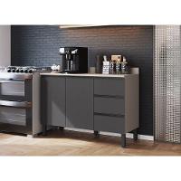 Balcão De Cozinha Para Pia 120 Cm 2 Portas 3 Gavetas Quiditá Fumê/grafite - 2