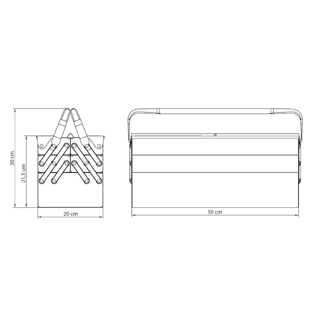Caixa Sanfonada para Ferramentas Azul Tramontina 5 Gavetas e Alças Fixas - 3