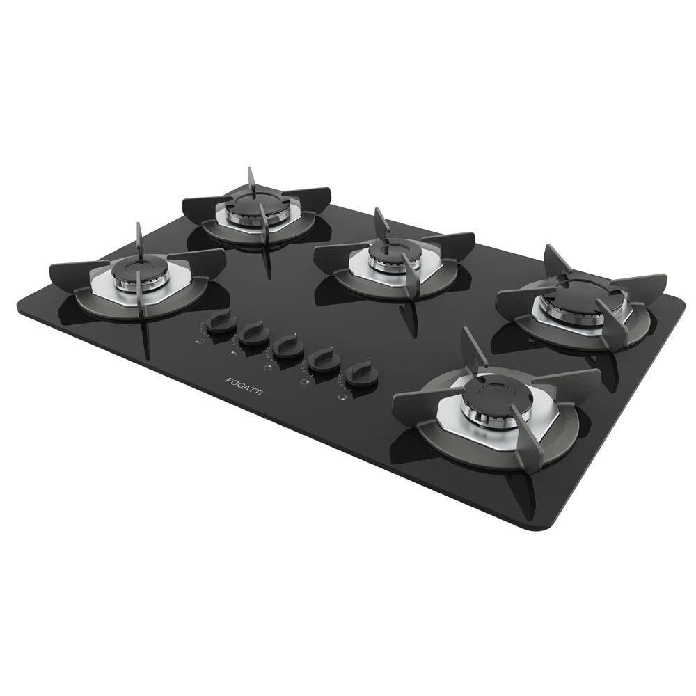 Cooktop Fogatti Safe Ferro Fundido 5 Bocas à Gás Preto Bivolt - 1