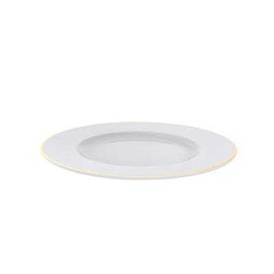 Prato Raso Filetado Tramontina Elisa Em Porcelana Com Borda Dourada 28 Cm