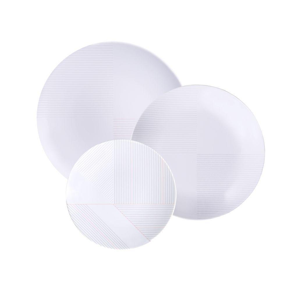 Jogo De Pratos Tramontina Grid Em Porcelana Decorada 12 Peças - 1