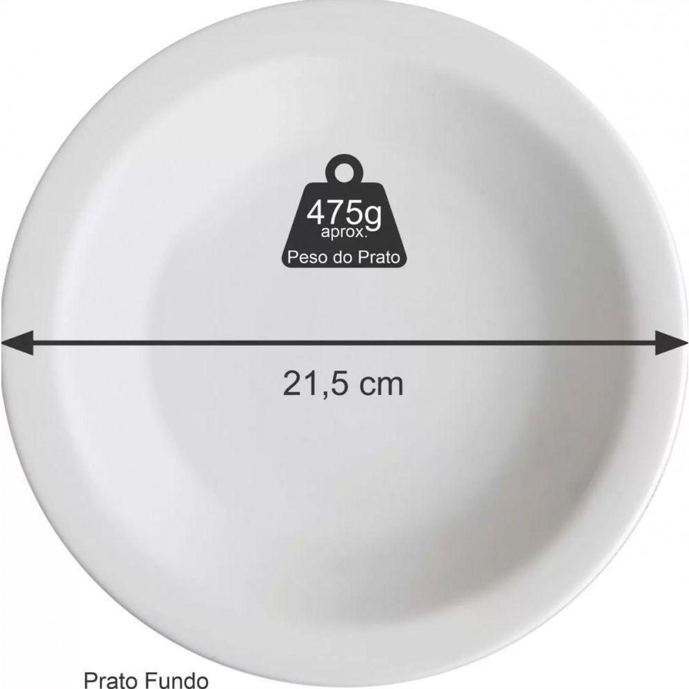 Jogo De 4 Prato Fundo Sopa Massa Branco Ceramica - Porcelart - 4