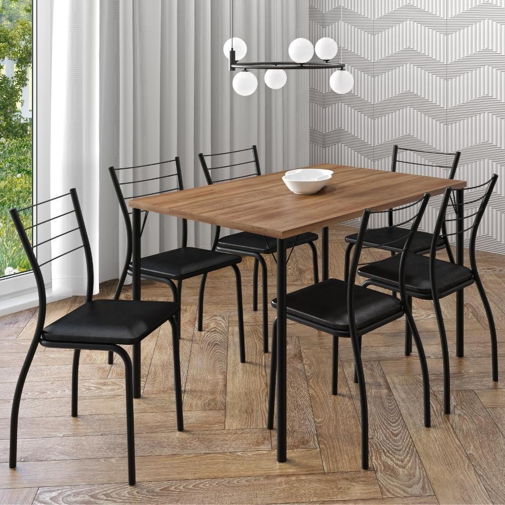 Conjunto Sala De Jantar 6 Cadeiras Valencia Carraro Freijó Preto - 8