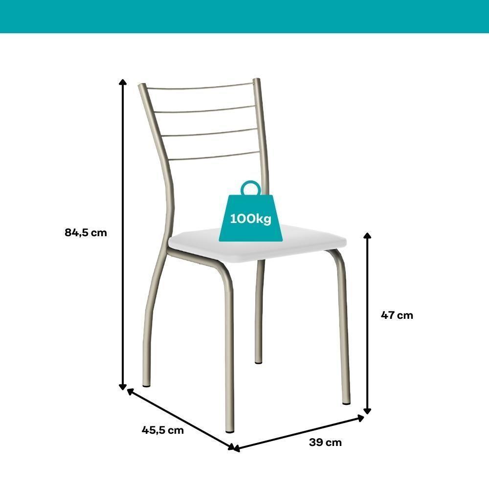 Conjunto Sala De Jantar 6 Cadeiras Valencia Carraro Branco Prata - 4