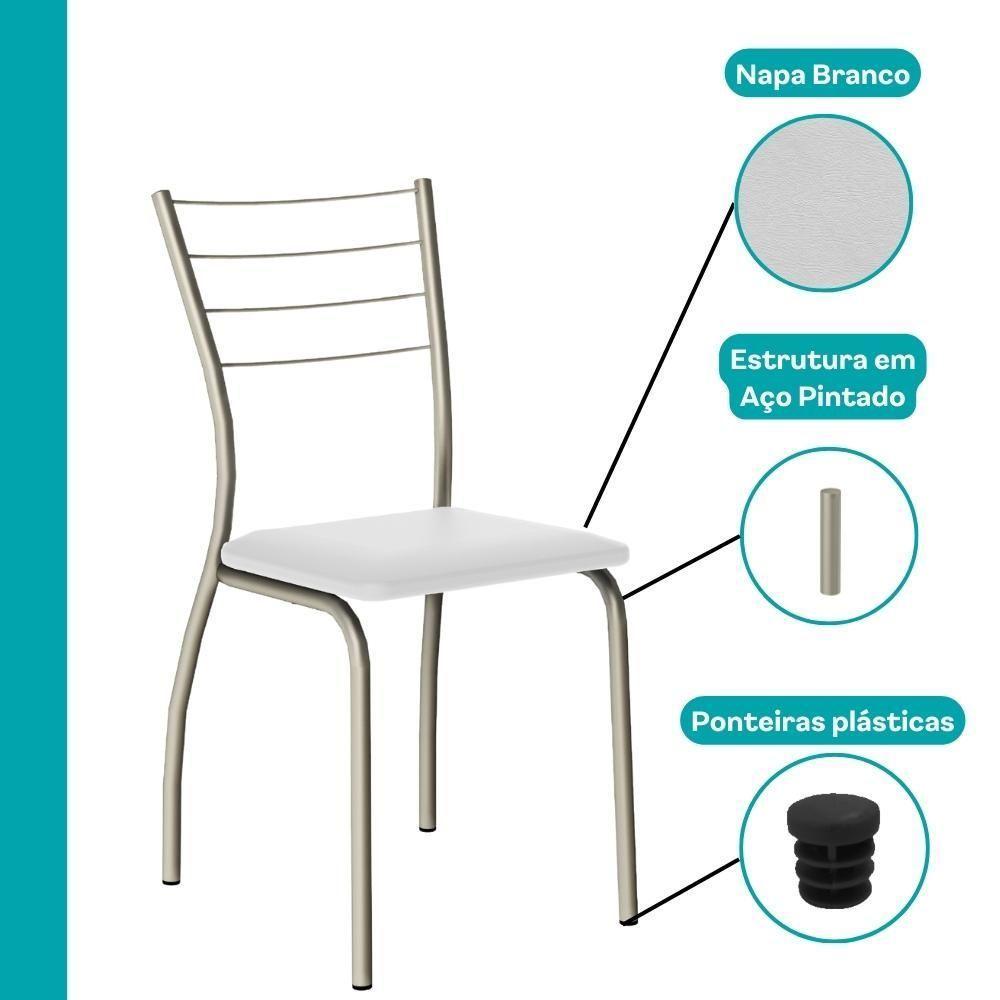 Conjunto Sala De Jantar 6 Cadeiras Valencia Carraro Branco Prata - 7