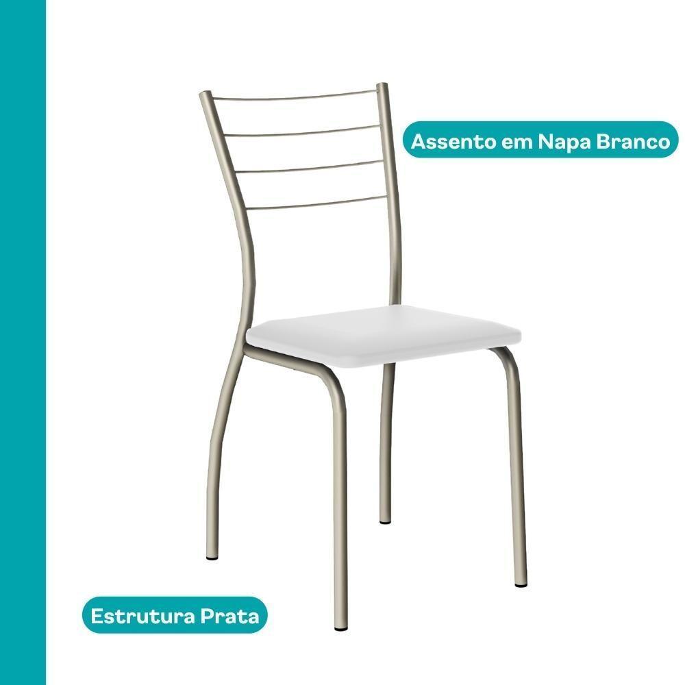 Conjunto Sala De Jantar 6 Cadeiras Valencia Carraro Branco Prata - 9