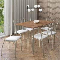 Conjunto Sala De Jantar 6 Cadeiras Valencia Carraro Branco Prata - 5