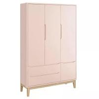 Dormitório Classic 3 Portas Rosa Com Pés Madeira Natural E Colchão D18 Branco - Reller Móveis Rosa - 7