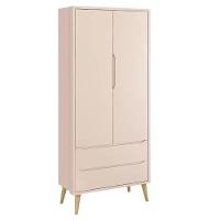 Dormitório Theo 2 Portas Rosa Com Pés Madeira Natural E Colchão D18 Branco - Reller Móveis Rosa - 6