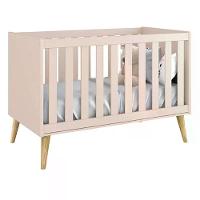 Dormitório Theo 2 Portas Rosa Com Pés Madeira Natural E Colchão D18 Branco - Reller Móveis Rosa - 7