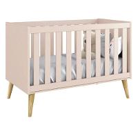 Dormitório Theo 3 Portas Rosa Com Pés Madeira Natural - Reller Móveis Rosa - 7