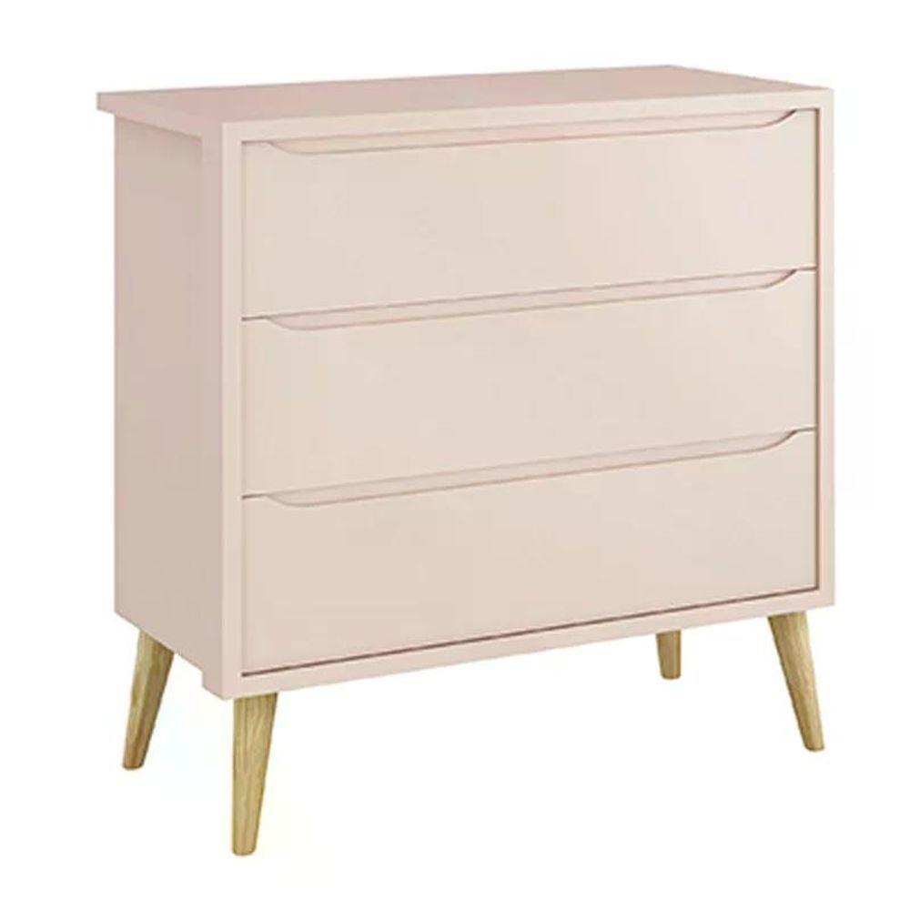 Dormitório Theo 2 Portas Rosa Com Pés Madeira Natural - Reller Móveis Rosa - 2