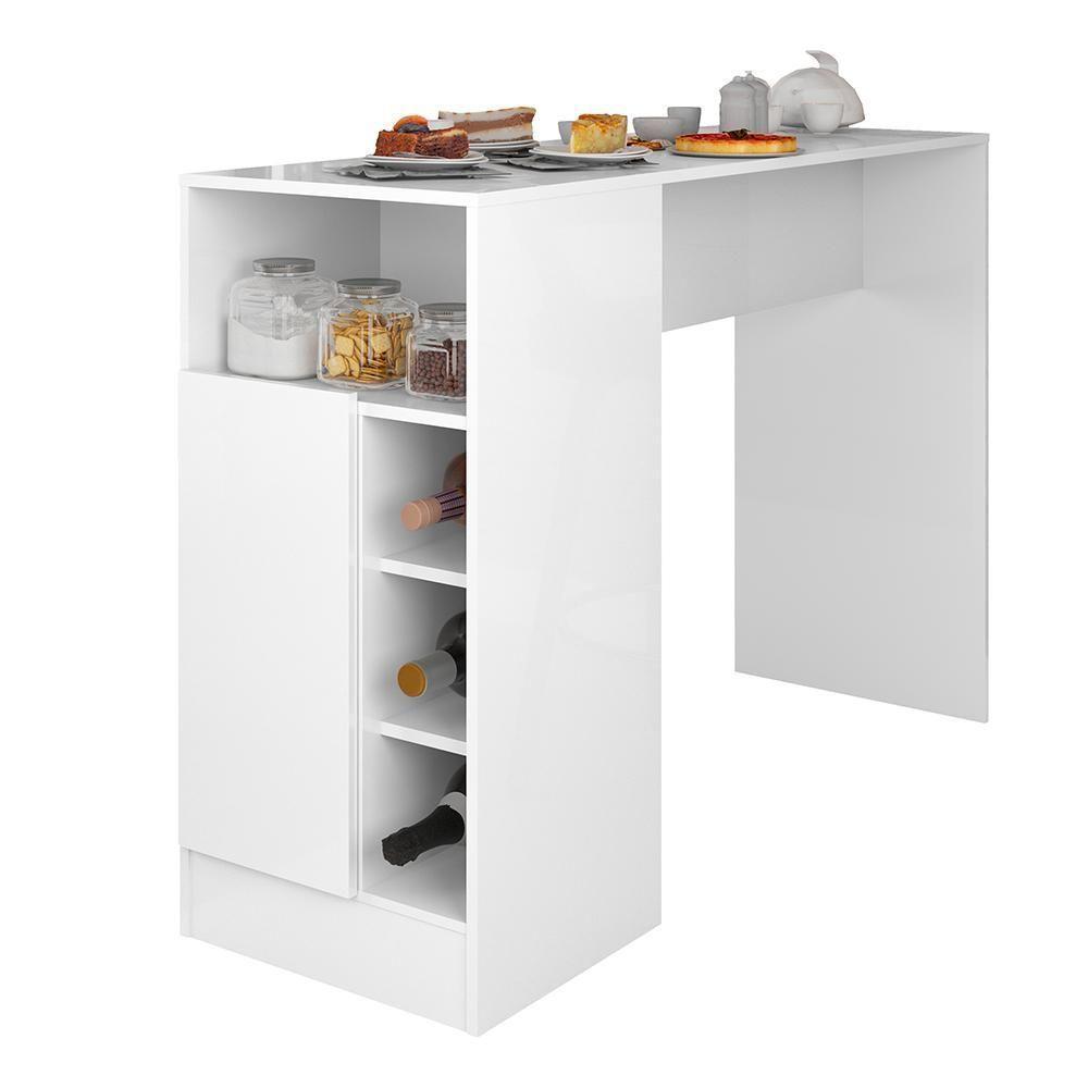 Bancada Gourmet Para Cozinha De 136,5 Cm C- 1 Porta E Nichos Branco Branco - 1