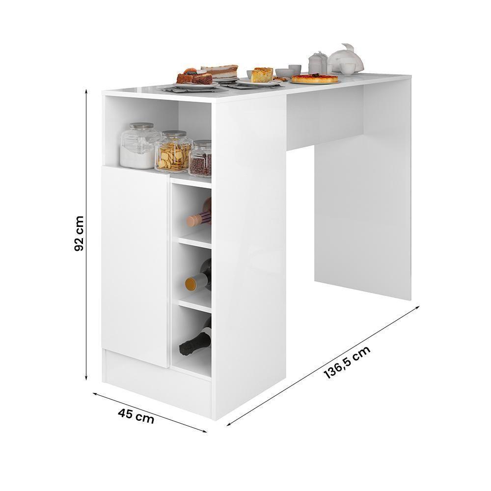 Bancada Gourmet Para Cozinha De 136,5 Cm C- 1 Porta E Nichos Branco Branco - 3