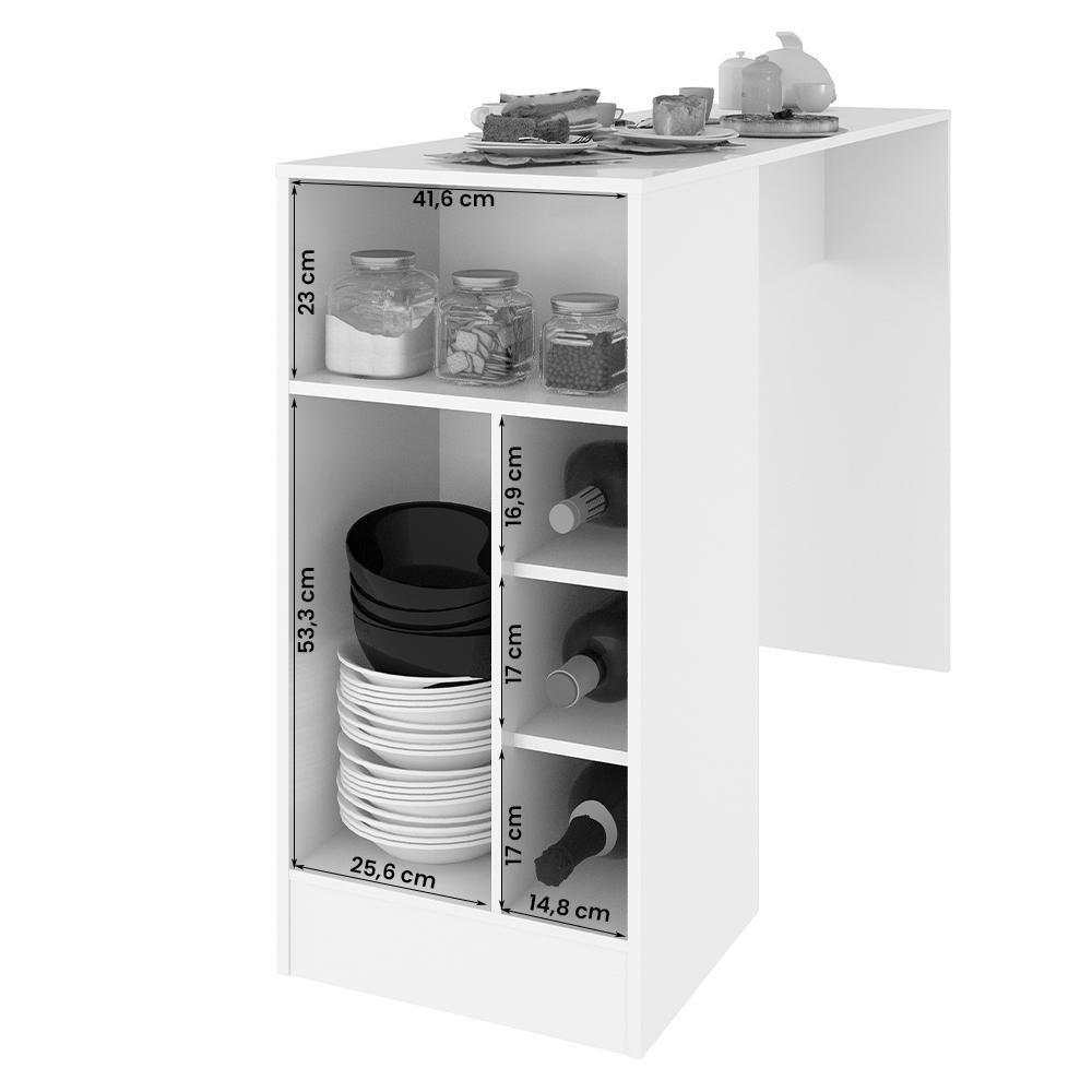 Bancada Gourmet Para Cozinha De 136,5 Cm C- 1 Porta E Nichos Branco Branco - 4