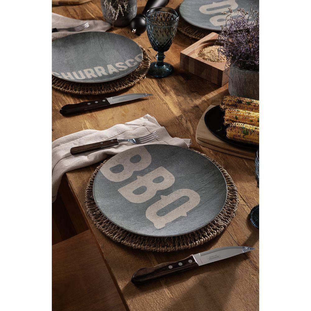 Kit Prato Raso Tramontina Churrasco Stone Em Porcelana 28 Cm 06 Peças - 5