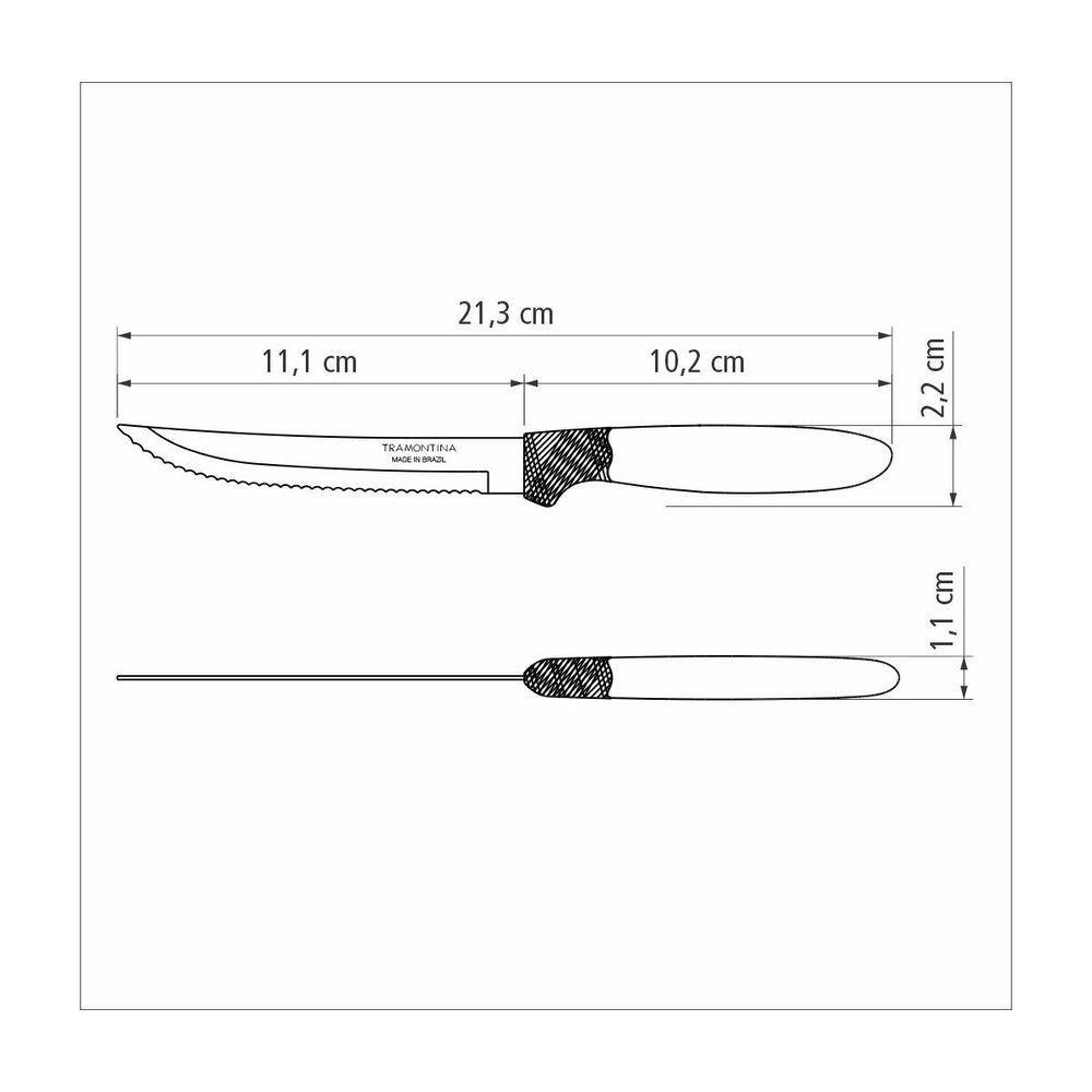 Kit 4 Faca Churrasco Tramontina Ipanema Inox Azul 5" - 5