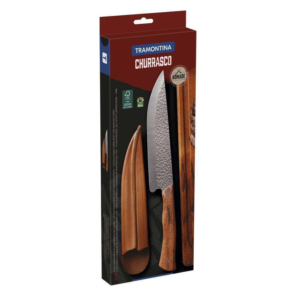 Faca Para Carne Tramontina Nômade Com Lâmina Em Aço Inox E Cabo De Madeira Com Bainha De Couro 8 Polegada - 9