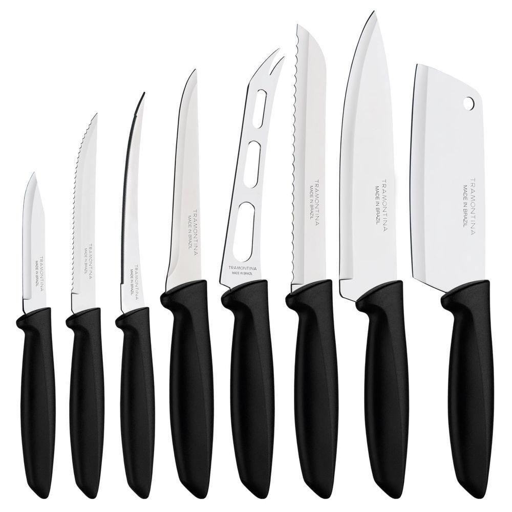 Jogo De Facas Tramontina Plenus Com Lâminas Em Aço Inox E Cabos De Polipropileno Preto 8 Peças 23498032 - 1
