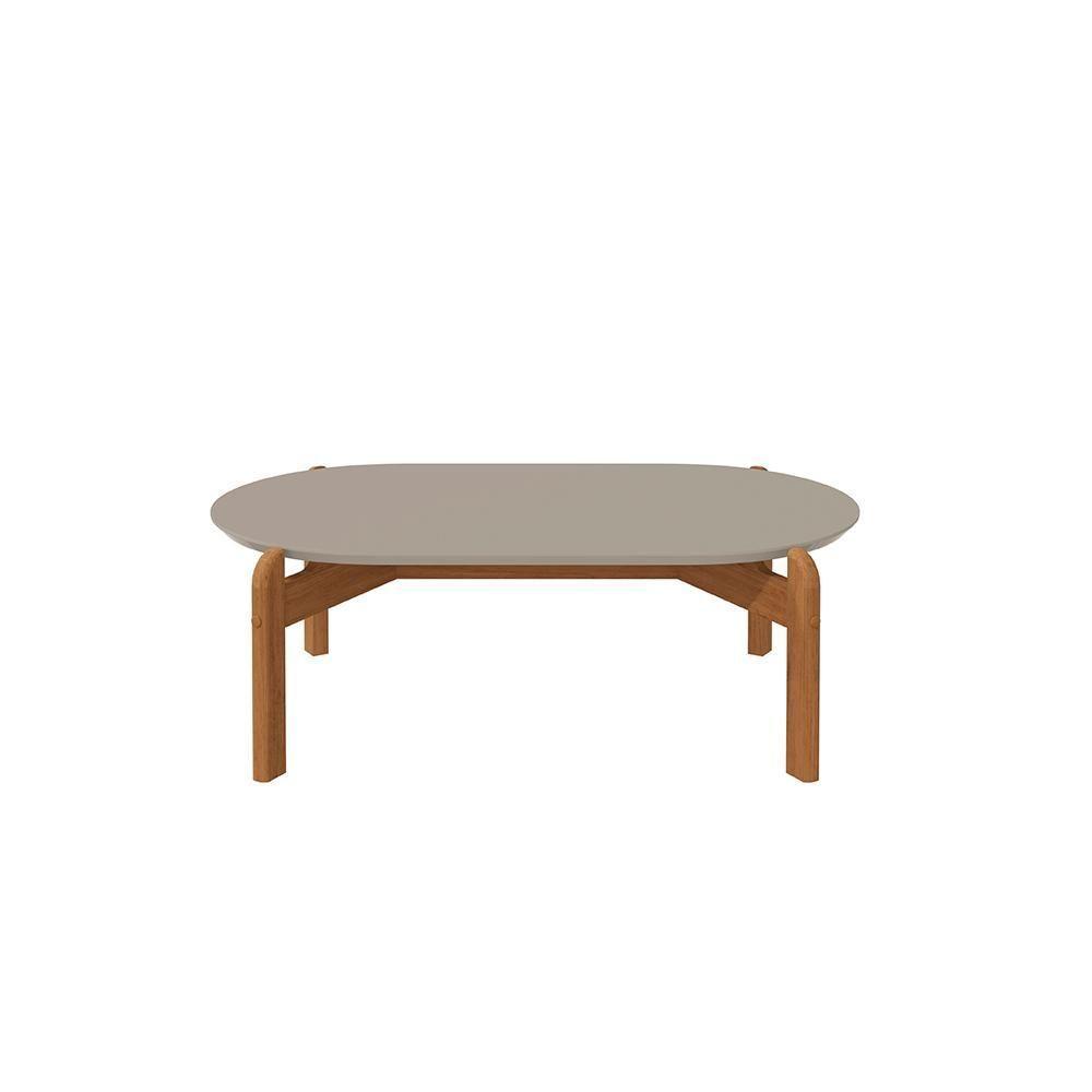 Mesa De Centro Sala Lizz Oblonga Com Pés De Madeira Maciça Off White cedro - 1