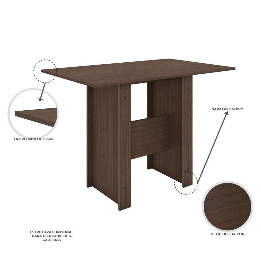 Mesa De Jantar Sala Milano 4 Lugares 108 X 68 Cm Amendoa - 3