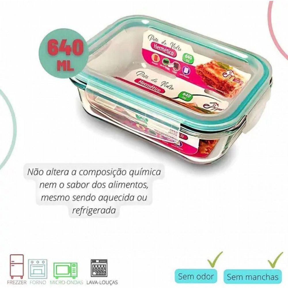 Pote De Vidro Retangular Hermetico Marmita 640 Ml - Mimo - 2