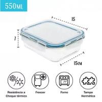 Pote Hermetico Quadrado Marmita De Vidro 550 Ml - Mimo - 5