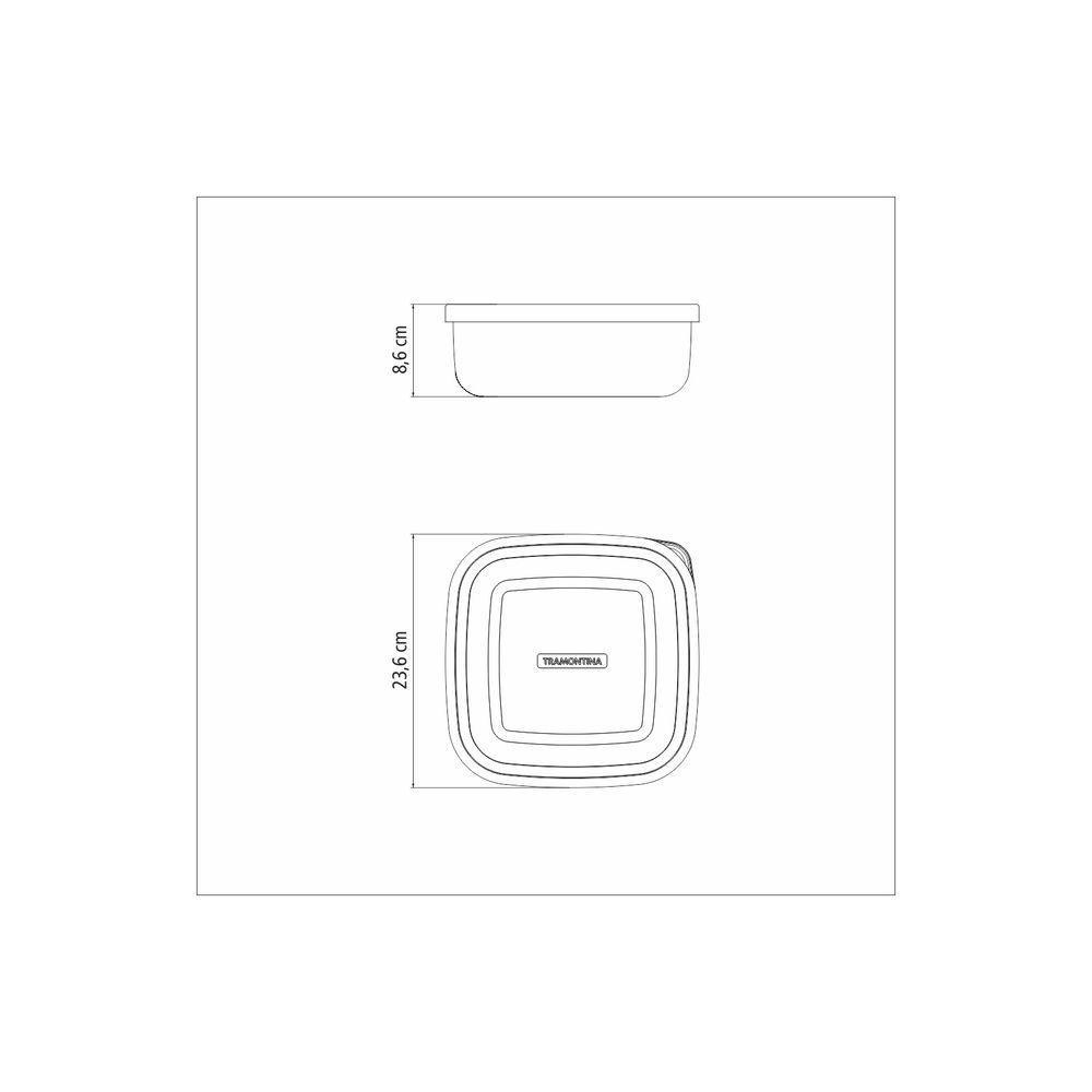 Pote Tramontina Freezinox Em Aço Inox Quadrado Com Tampa Plástica 23 Cm 3,6 L - 2