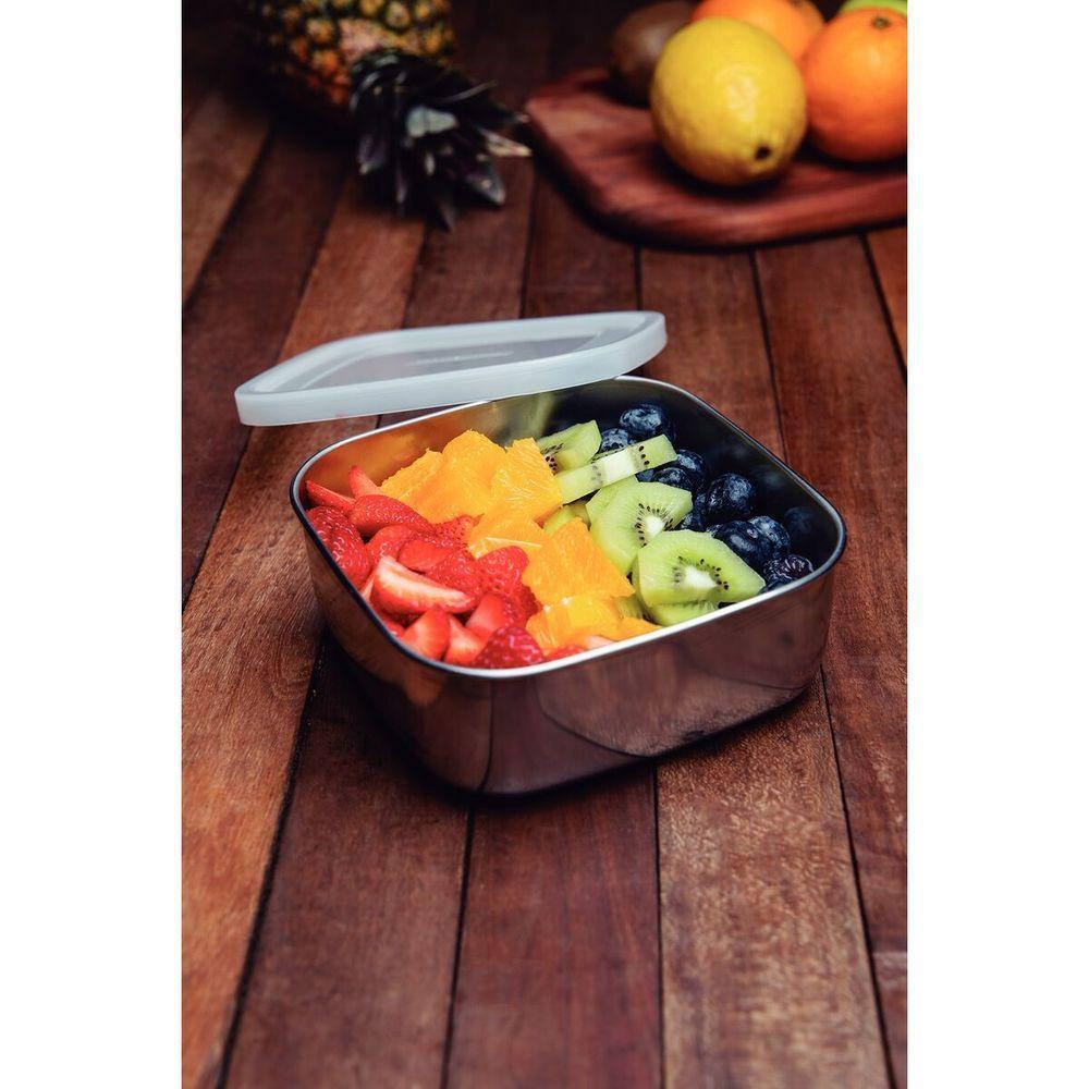 Pote Tramontina Freezinox Em Aço Inox Quadrado Com Tampa Plástica 16 Cm 1,2 L - 5