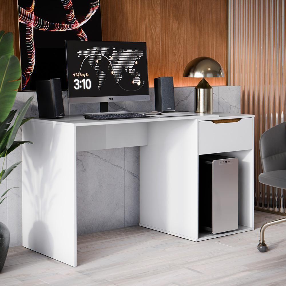 Escrivaninha Flow Quarto Escritorio 1 Gaveta Branco - 1