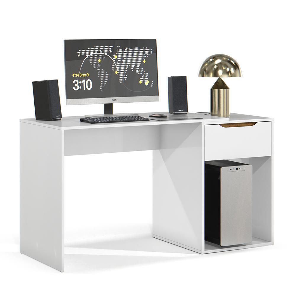 Escrivaninha Flow Quarto Escritorio 1 Gaveta Branco - 2