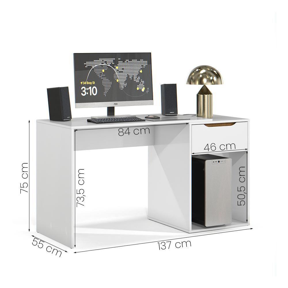 Escrivaninha Flow Quarto Escritorio 1 Gaveta Branco - 5