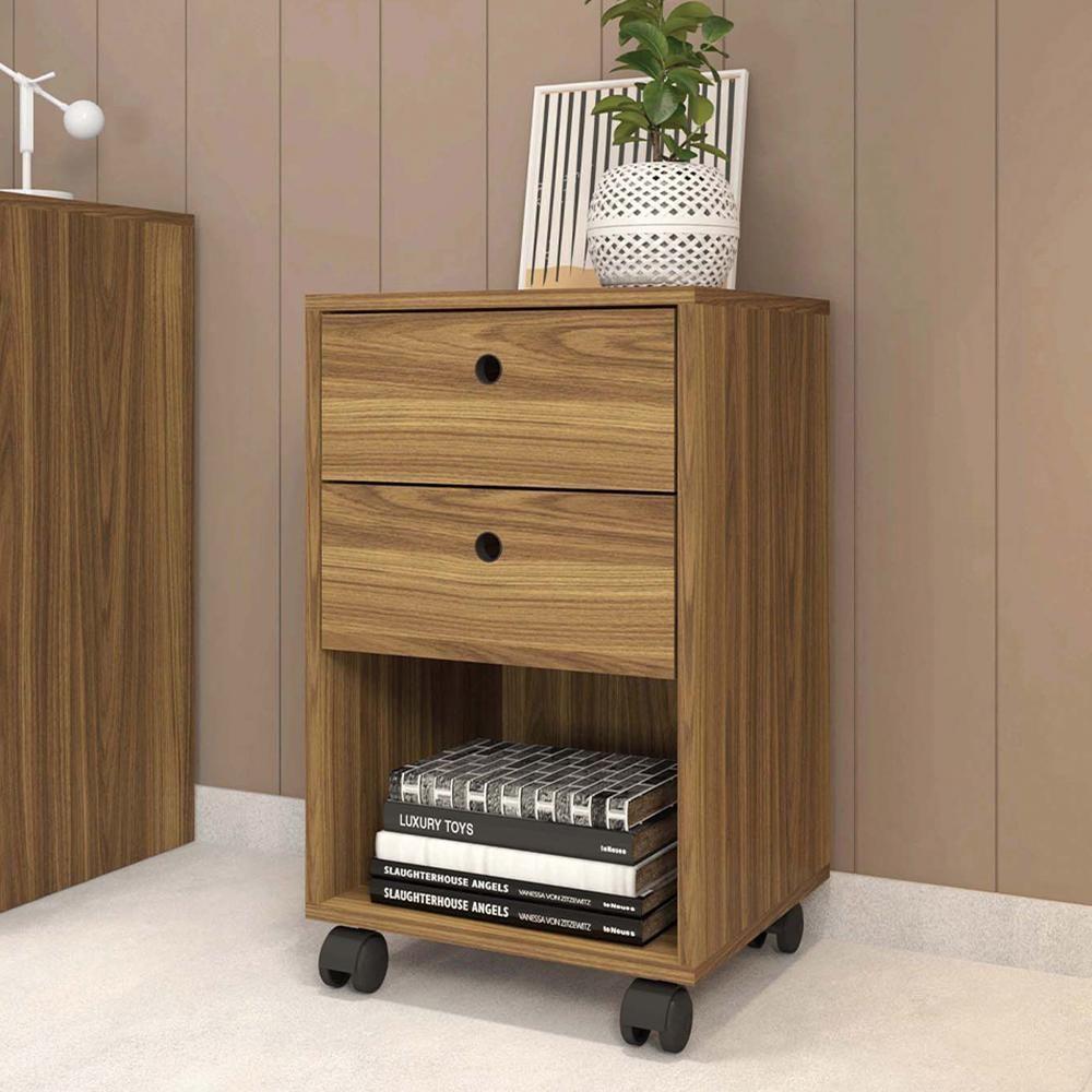 Kit Conjunto Escritório Mesa E Gaveteiro Marrom Sky Caemmun - 3