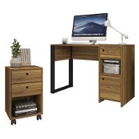 Kit Conjunto Escritório Mesa E Gaveteiro Marrom Sky Caemmun