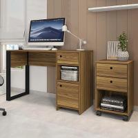 Kit Conjunto Escritório Mesa E Gaveteiro Marrom Sky Caemmun - 6