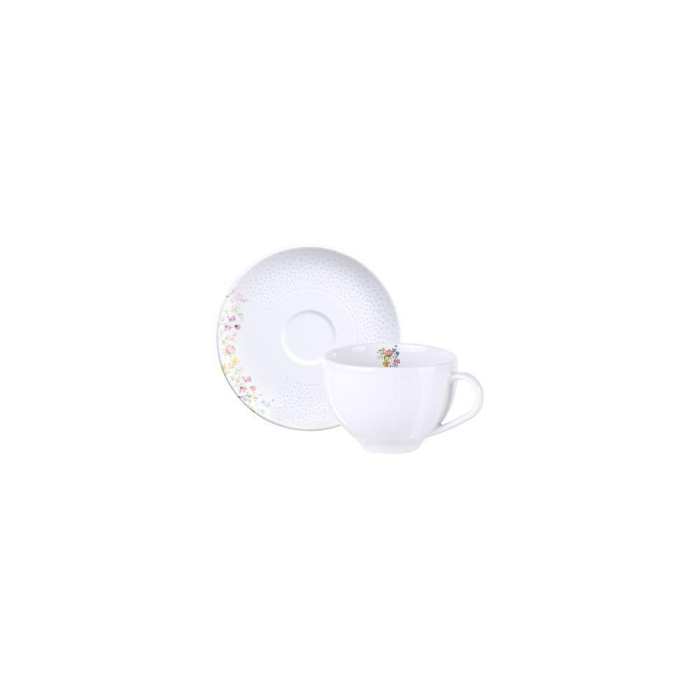 Conjunto Xícara E Pires De Chá Tramontina Artemis Em Porcelana Decorada 250 Ml 2 Peças - 1