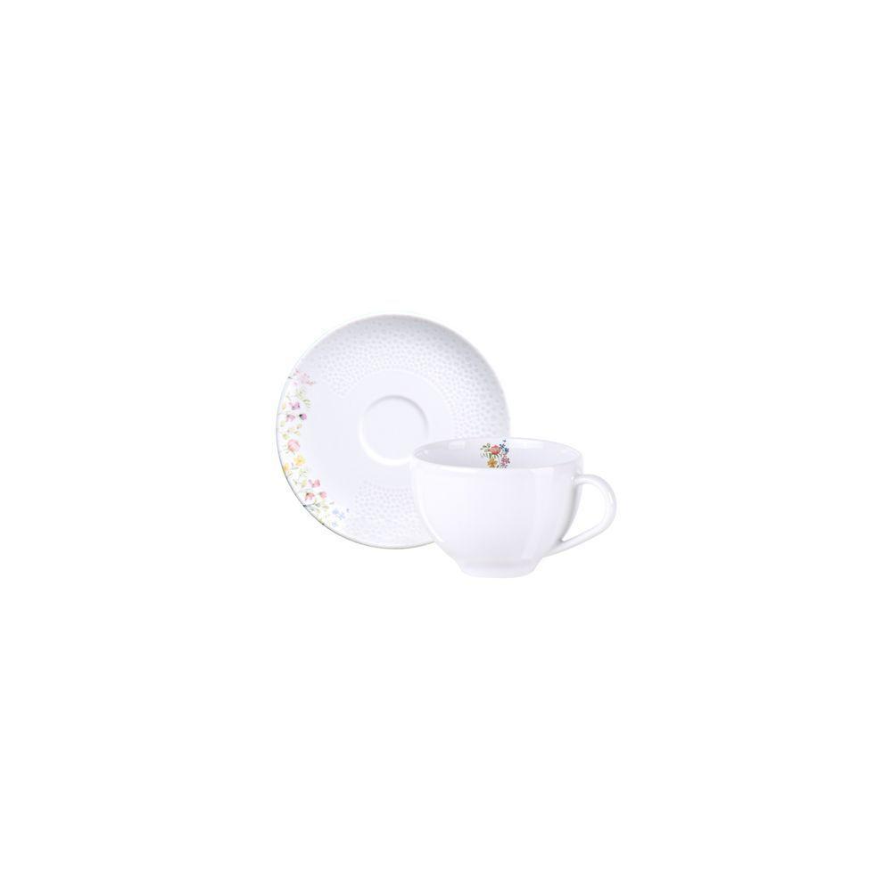 Conjunto Xícara E Pires De Chá Tramontina Artemis Em Porcelana Decorada 250 Ml 2 Peças - 4