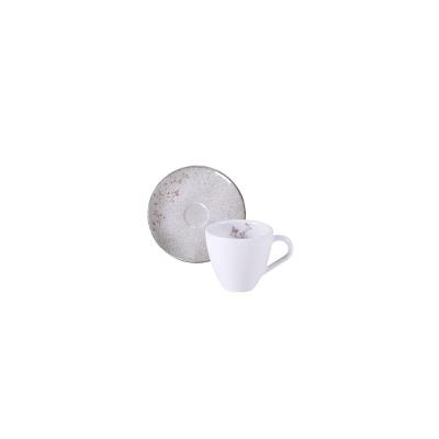 Conjunto Xícara E Pires De Café Tramontina Floralis Em Porcelana Decorada 95 Ml 2 Peças