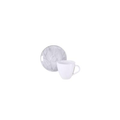 Conjunto Xícara E Pires De Café Tramontina Arbo Em Porcelana Decorada 95 Ml 2 Peças