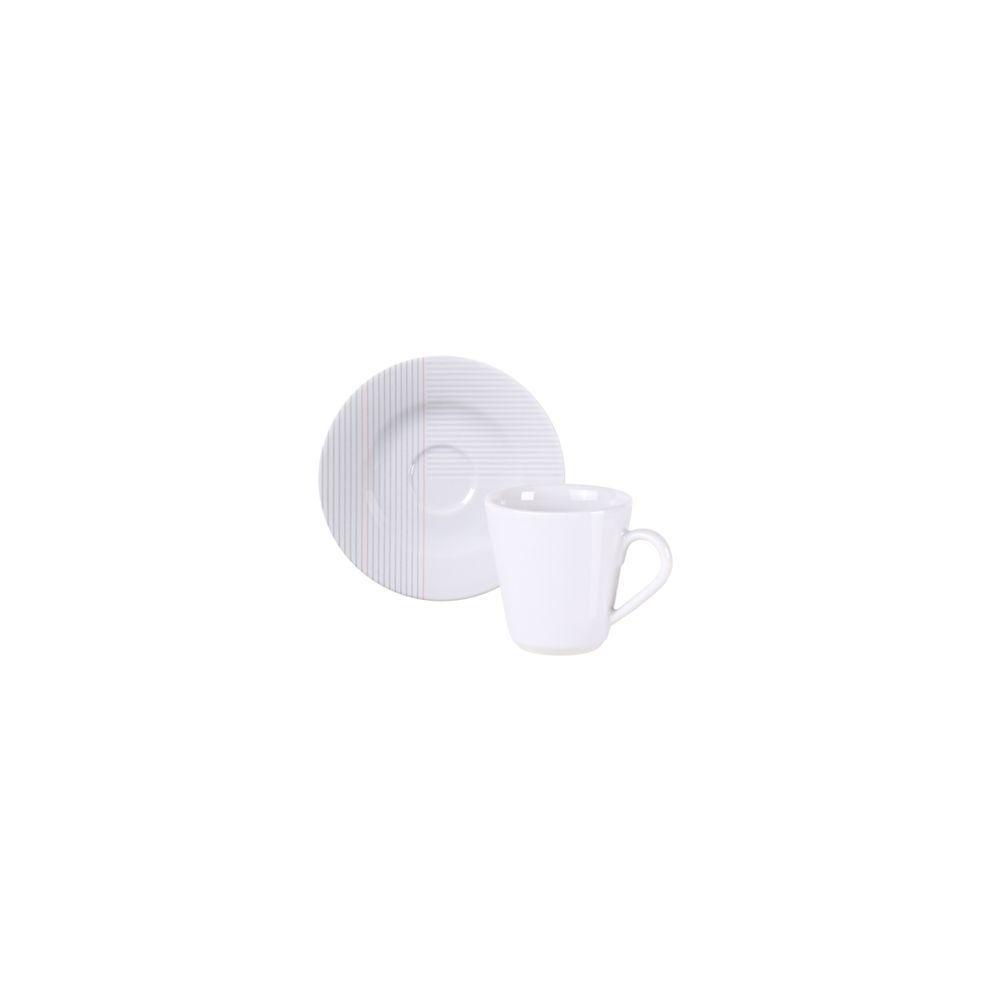 Conjunto Xícara E Pires De Café Tramontina Grid Em Porcelana Decorada, 70 Ml 2 Peças - 1