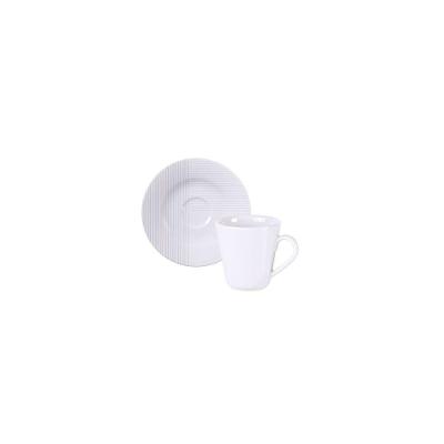 Conjunto Xícara E Pires De Café Tramontina Grid Em Porcelana Decorada, 70 Ml 2 Peças
